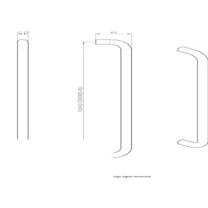 2x Round D Bar Pull Handle 469 x 19mm 450mm Fixing Centres Satin Steel