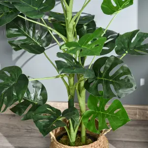 Outsunny 100cm/3.3FT Artificial Monstera Tree Fake Plant in Pot Indoor Outdoor