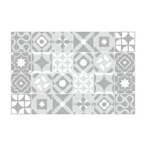 24 Pieces 15x15cm Campbell Cement Light Grey Retro Tile Stickers