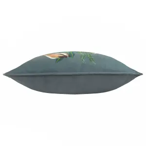 Wylder Wild Garden Leaping Hare Velvet Piped Feather Rich Cushion