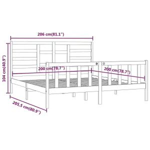 Berkfield Bed Frame White Solid Wood Pine 200x200 cm