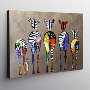 Zebras From Behind Abstract Colourful - Wrapped Canvas Print 30.5cm H x 40.6cm W