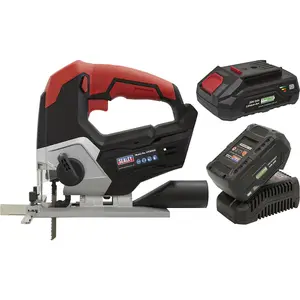 20V Cordless Jigsaw & 2x Li-Ion Batteries - Variable Speed Control Wood & Metal