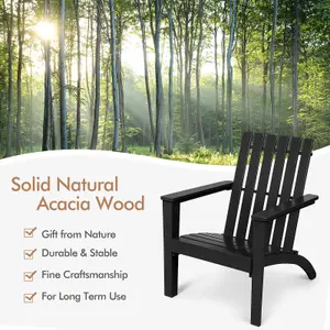 Costway Solid Acacia Wood Adirondack Chair Outdoor Patio Chair Lawn Chair