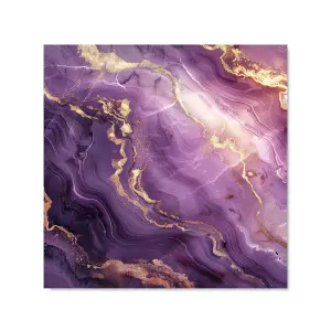 Purple And Gold Marble Effect Premium Glass Kitchen Splashback W600mm x H650mm