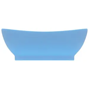 Belfry Bathroom Pearlene 390mm W Ceramic Oval Sink with Overflow Light Blue