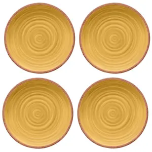 Purely Home Rustic Swirl Yellow Melamine Dinner Plates - Set of 4