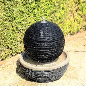 Primrose Marvao Slate Effect Sphere Water Feature With Lights 42cm