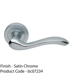 Premium Concealed Door Handle Set - Satin Chrome Lever On Round Rose Scroll