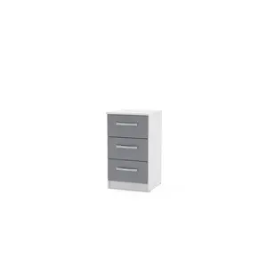 Marquitta 3 Drawer Bedside Table White/Grey