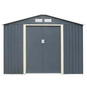 8 x 6 Double Door Metal Apex Shed (Dark Grey)