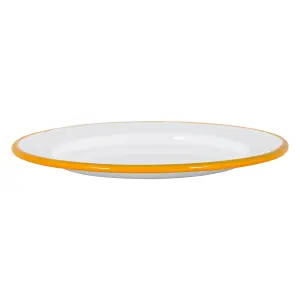 Argon Tableware - White Enamel Side Plates - 20cm - Yellow - Pack of 12