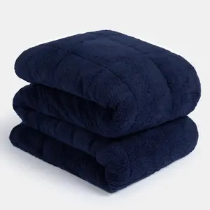 OHS Teddy Fleece Weighted 8kg Blanket, Navy -  150 x 200cm