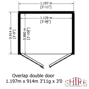 Shire 4x3 Overlap Double Door Windowless Apex Shed