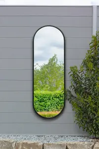 MirrorOutVultus - New Black Metal Framed Double Arched Outdoor Garden Wall Mirror 63" X 22" (160CM X 55CM)