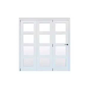 Geom 4 Lite Clear Glazed Pre-painted White Softwood Internal Bi-fold Door set, (H)2060mm (W)1904mm