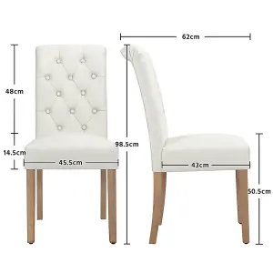 Yaheetech Set of 2 Beige Upholstered Dining Chairs Classic Fabric Chairs with High Back