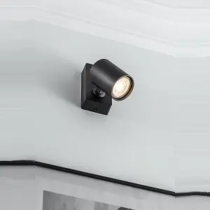 CGC NELL Black Round Indoor Ceiling Wall Spotlight With Adjustable Head