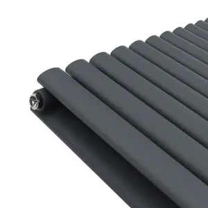 Rinse Bathrooms 600x767mm Anthracite Horizontal Designer Radiator Double Column Oval Panel Bathroom Radiators