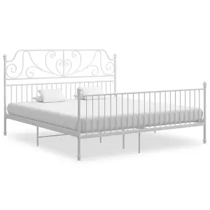 Berkfield Bed Frame White Metal 180x200 cm 6FT Super King