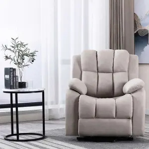 Rise Recliner Chair With Single Motor, Remote Control And Pocket Storage In Leather-Look Pumice Technology Fabric