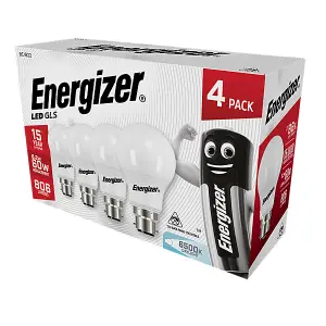 Energizer 8.5w BC 6500k Frosted GLS LED Light Bulb - Daylight - 4 Pack