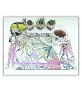 HANDMADE PLACEMATS - PARADISE HEATHER WITH LACE - 43 X 30 CM SET OF 2