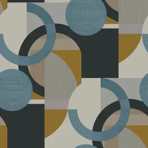 Next Retro shapes geo Blue Smooth Wallpaper