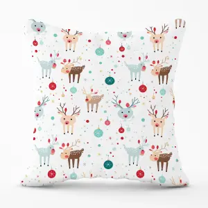 Happy Reindeer With Christmas Lights Cushions 45cm x 45cm