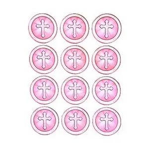 Amscan Jesus Cross Sticker Sheet (Pack of 4) Pink (One Size)