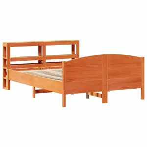 Berkfield Bed Frame without Mattress Wax Brown 150x200 cm King Size Solid Wood Pine