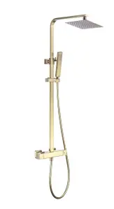 Aquarius RainLux Cool Touch Exposed Adjustable Height Square Shower Brushed Brass