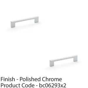 2 PACK - Slim Square Bar Pull Handle - Polished Chrome - 128mm Centres SOLID BRASS Drawer