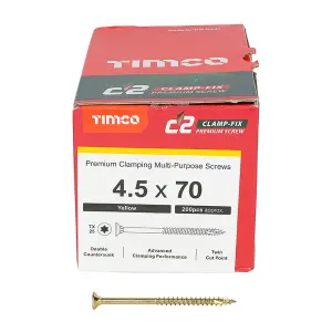 TIMCO C2 Clamp-Fix Multi-Purpose Premium Countersunk Gold Woodscrews - 4.5 x 70 (200pcs)