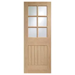 Internal Oak Suffolk 6 Light Door with Clear Bevelled Glass  - 1981 x 686 x 35mm (27")