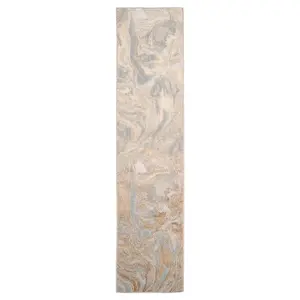 Silver Brown Metallic Marble Lustre Sheen Rug 80x150cm