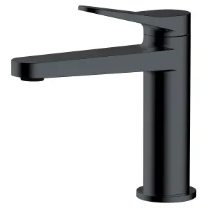 RAK Petit Matt Black Modern Basin Sink Mixer Tap Solid Brass