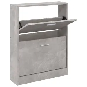 Berkfield Shoe Cabinet Concrete Grey 59x17x81 cm Engineered Wood