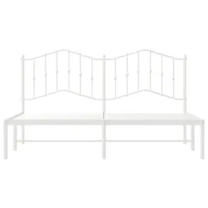 Berkfield Metal Bed Frame with Headboard White 183x213 cm