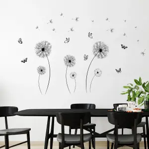 Black Dandelion and Butterflies Stickers Stock Clearance