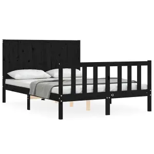 Berkfield Bed Frame with Headboard Black 120x200 cm Solid Wood