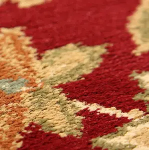 Persian Bordered Easy to Clean Red Floral Traditional Rug for Dining Room-120cm X 170cm