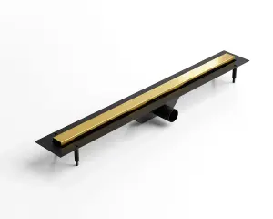 Linear shower drain channel in Gold Brushed stainless steel