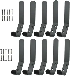 Coat Rack Hook Wall Mounted Black Coated Double Hat and Coat Hanger Hook Towel Kitchen Bathroom Door Cabinet Bedroom with screwx10