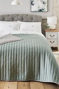 Next Sage Green Reversible Cotton Rich Bedspread - Sage Green