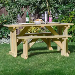 Tinwell 4ft Picnic Table and Bench Set - L122 x W158 x H72 cm - Light Green