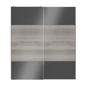 Atomia Panelled Grey & anthracite oak effect High gloss 2 door Sliding Wardrobe Door kit (H)2250mm (W)2000mm