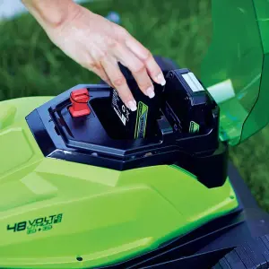 Greenworks Tools 48V (2 x 24V) 36cm (14") Lawnmower includes 2 x 24V 2Ah batteries & 2Ah charger