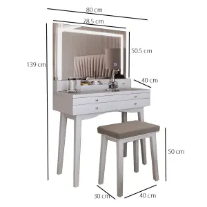 Madison White Dressing Table with Large Mirror Framed with LED Light