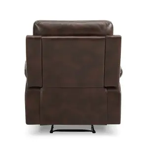 Carson 1 Seater Manual Recliner, Brown Air Leather